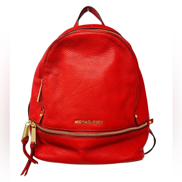 Michael Kors Red Pebbled Leather Backpack - Picture 1 of 7